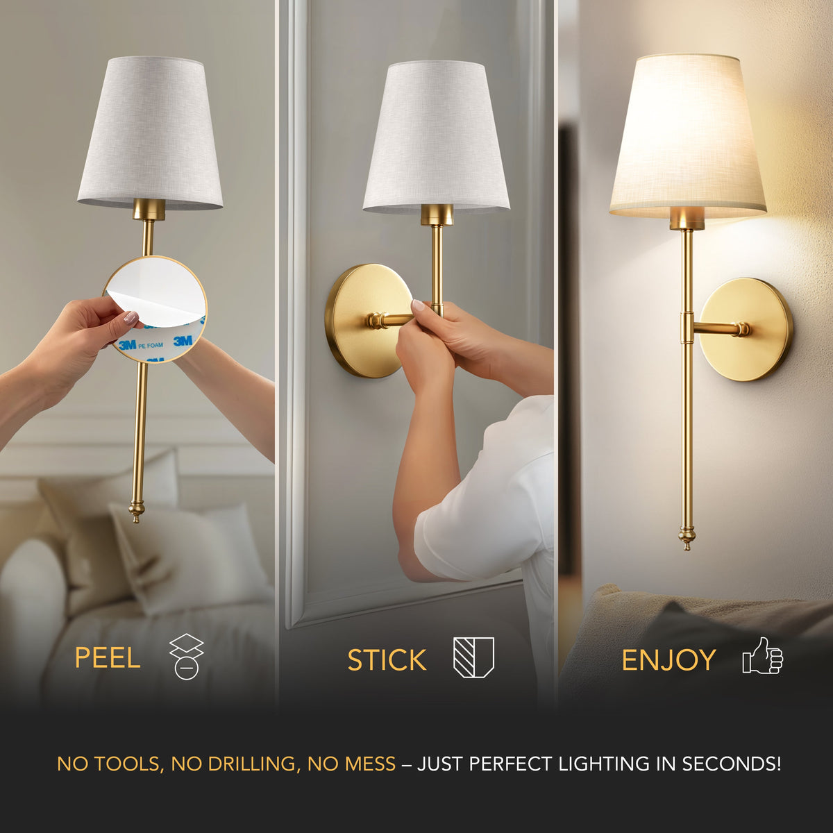 AURA Wall Sconces Bundle (Set of 2 + 2 Bulbs Included)