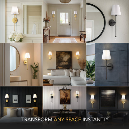AURA Wall Sconces Bundle (Set of 2 + 2 Bulbs Included)