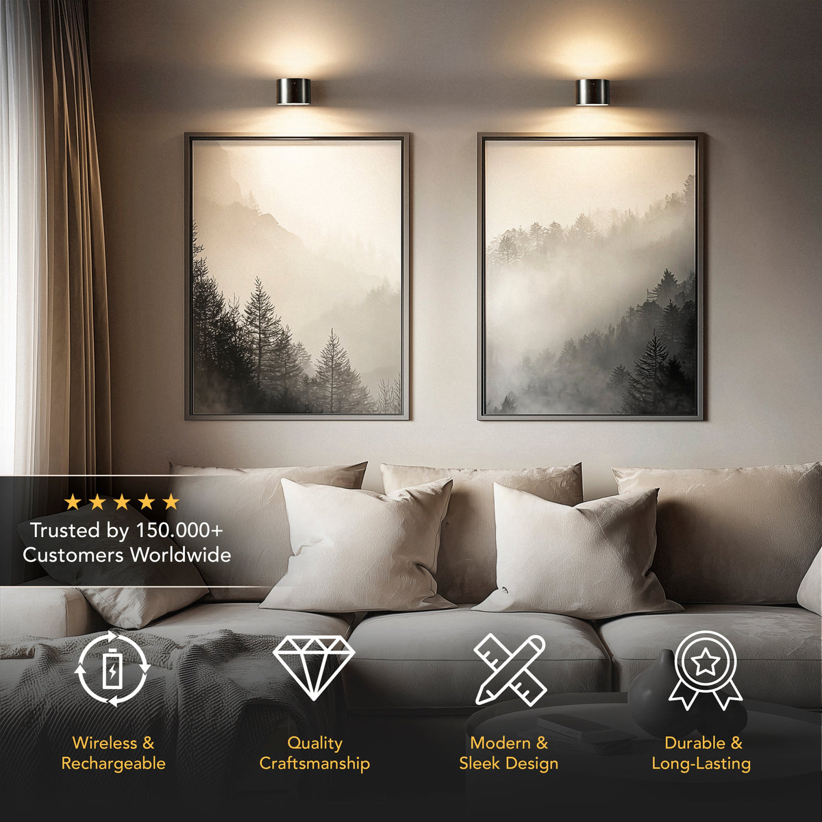 BEAM Wireless LED Wall Lights