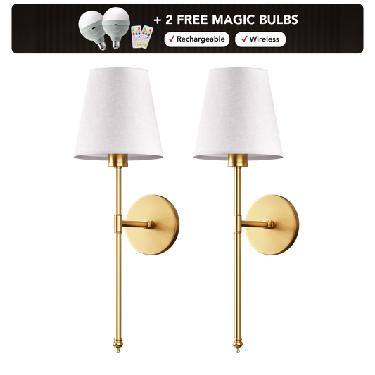 AURA Wall Sconces Bundle (Set of 2 + 2 Bulbs Included)